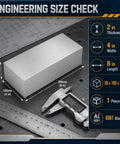 Beefy 6061 Aluminum Block 2 Inch Thick by 4 Inch Wide by 8 Inch Long Pro Grade Flat Bar Stock for CNC Milling Lathe Work Machining Drilling DIY Projects and Industrial Use shown with caliper