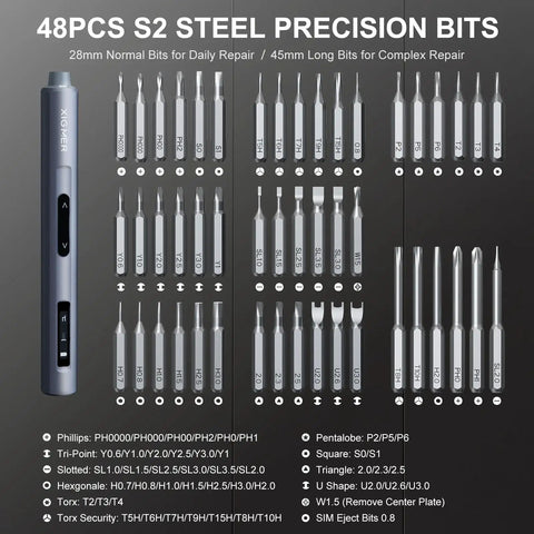 Image showcasing 52-In-1 Mini Electric Screwdriver Kit With 48 Magnetic Bits Cordless Pro Grade Portable Screwdriver Set on display.