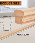 Top Shelf Straight Up Red Oak Arc Handrail For Indoor Staircases And Exterior Porches Featuring Hella Smooth Finish And Heavy Duty Assembly For Quick Weekend Renovations, dimensions shown.