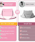 Comparison of pink Pop Up Baby Beach Tent Sun Shade With Carry Bag No Fuss UPF 50 UV Protection and a smaller gray tent.