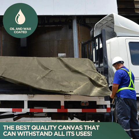Waterproof Heavy Duty Silicone Coated Polyester Tarp Built Tough As Nails With Rustproof Grommets; tarp on truck