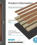 Top Shelf Six Pack Soundproof Wood Slat Wall Panels Featuring Badass Acoustic Dampening To Level Up Room Vibes And Muffle Street Noise Sleek Walnut Finish For Studios Or Home Offices, showing size 7.9 x 94.5 in.
