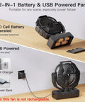 2 In 1 D Cell And USB Powered Fan For Outdoors Portable Battery Operated Fan With 4 Speeds Light Timer And Remote