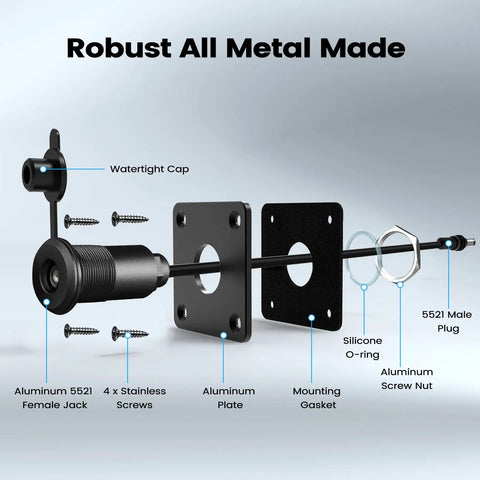 Waterproof Wall Socket Passthrough For Starlink Mini Aluminum DC 5.5x2.1mm Female Power Connector Outlet components