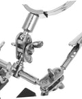 Close-up of Adjustable Third Hand Soldering Station with Magnifying Glass and Dual Alligator Clips for PCB Repair and Jewelry Making