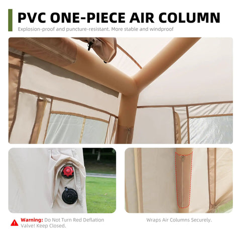 PVC air columns detail of Inflatable Camping Tent With Detachable Top For All Season Weatherproof Outdoor Shelter Built For Stargazing And Night Sky Watching