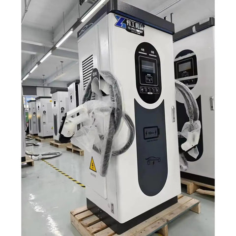 Heavy Duty Level Three DC Fast EV Charger Built Tough For Worksites And Farms Rock Solid Commercial Power Supply with charging cable.