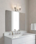 Winslow 12.75-Inch Vanity Light In Brushed Nickel, 2-Light Transitional Bathroom Fixture With Clear Seeded Glass above mirror