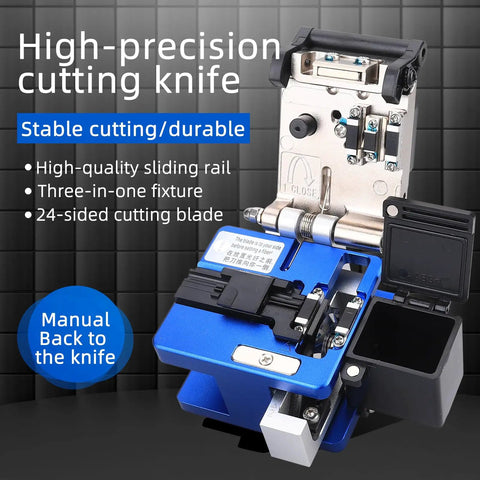 Precision Optical Fiber Cleaver FC-6S With Built-In Shred Collector For 250um To 900um Coating durable 24-sided cutting blade and sliding rail