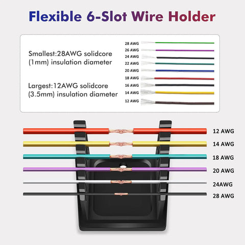 Game Changing Aluminum Alloy Magnetic Helping Hands Soldering Station With Base Third Hand Stand showing 6-slot wire holder for 28AWG-12AWG