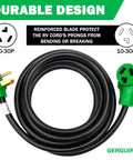Beefy 50 Foot 3 Prong Dryer Extension Cord Fits 30 Amp NEMA 10 30P To 10 30R For Dryer Power Extension And Level 2 EV Charging