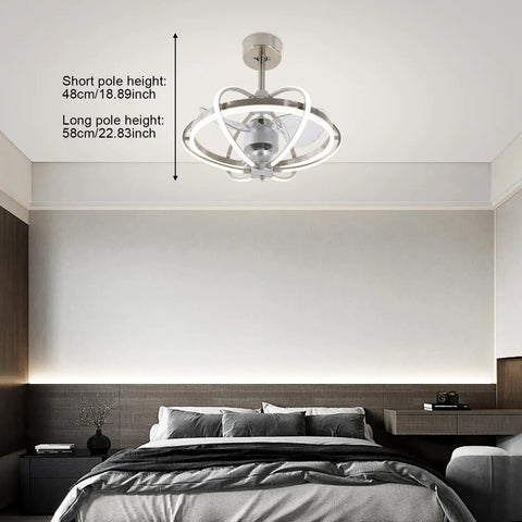 Ceiling Fan with Light and Handheld Controller, 3 Color Temperatures, 6 in modern bedroom with adjustable pole heights.