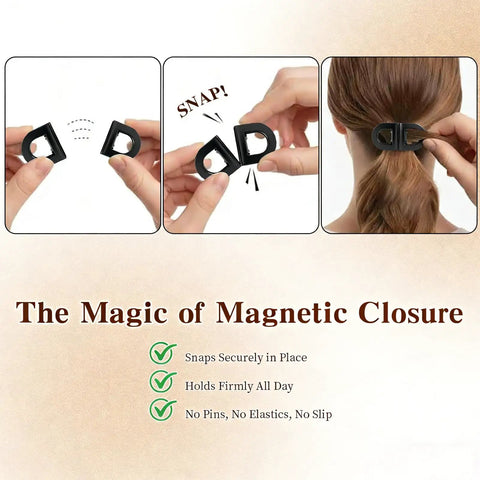 Magnetic Hair Clips For Women With Strong No Slip Hold Seamless 2 In 1 Design demonstration with magnetic closure.