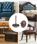 Premium Antique Brass Upholstery Tacks 120 Pack Featuring 7 16 Inch Heads shown with tufted leather furniture and decorative storage boxes.