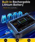 Handheld 2 Channel Oscilloscope Multimeter With DDS Signal Generator 3 In 1 shown with Type-C charging and 4000mAh battery