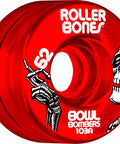 Bowl Bombers 62mm 103A red quad skate wheel with skeleton graphic, smooth surface, ideal for dance and competition.