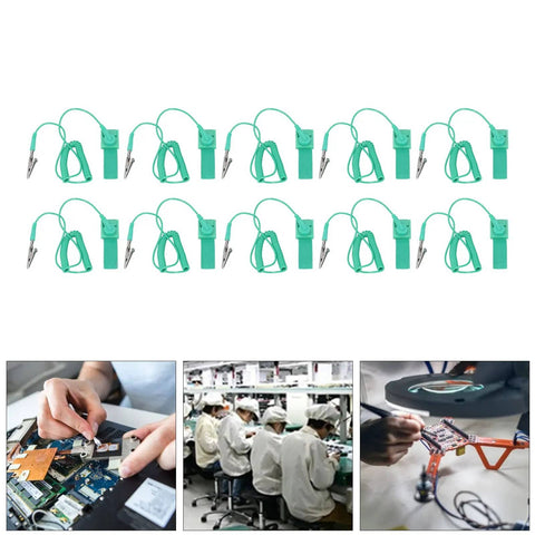 10 Pack Anti Static Wrist Straps With Adjustable Length And 1 Mega Ohm Resistor Grounding Bracelets for Electronics ESD safe tools
