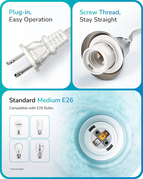 Edishine Handcrafted Art Glass Pendant Light plug, socket, and bulb compatibility details