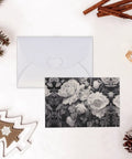 Floral Graphite Print Greeting Cards Half Fold 4x6 Inches All Occasion Invitations and Celebrations Photo Paper White Card Stock