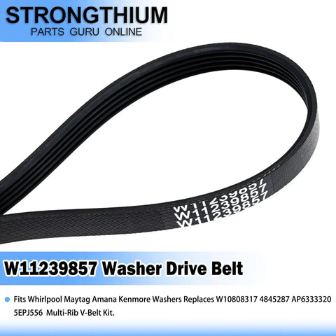 Washer Drive Belt Replacement Kit Fits Whirlpool Maytag Amana Kenmore HE Washers Replaces W10808317 5EPJ556 4845287 AP6333320