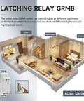Impulse Latching Relay With Memory, 16A Pulse Control, Wide Range AC DC 12 Volt To 240 Volt, Easy DIN Rail Mount shown in home setup