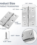 Heavy Duty Stainless Steel Butt Hinges For Interior And Exterior Doors Polished Silver dimensions with included mounting screws.