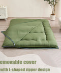 Japanese Floor Mattress Twin Roll Up Futon With Portable Storage Bag And Washable Cover Thick Tatami Mat Green