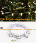 Outdoor Globe String Lights White G40 Patio Lights Linkable Waterproof For Wedding Party Pergola Gazebo 27 Shatterproof Clear Bulbs