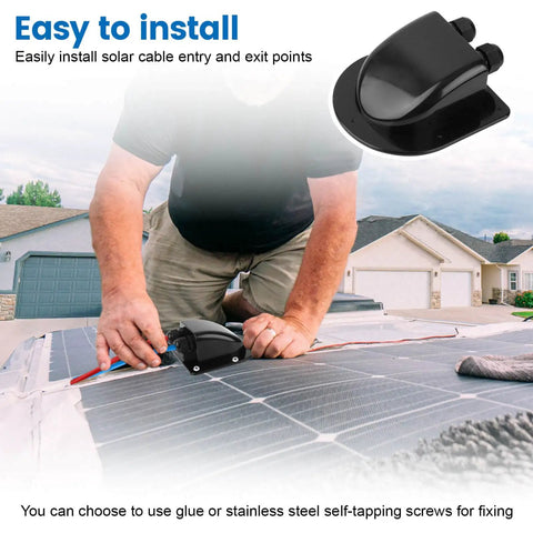 Waterproof ABS Solar Cable Entry Gland Double Pack For RV Campervan Boat Roof Fits 2mm To 6mm Cable Diameters IP68 Weatherproof Housing Black Cable Gland For All Cable Types Must Have Easy Install For Solar Panels installation on RV roof