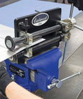 Heavy Duty Bead Roller 8 Inch With 22mm Shaft For Metal Fabrication in use with sheet metal, die set, and 4 spoke crank handle