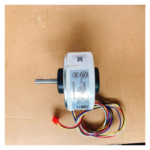 Brushless DC Indoor Fan Motor for Air Conditioners Replacement for MFD 24CXT with wires on cardboard background