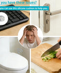 Straight Up Solid 164 Piece Pack Of Clear Self Adhesive Silicone Cabinet Door Bumpers And Furniture Protectors on keyboard, door, and cutting board.