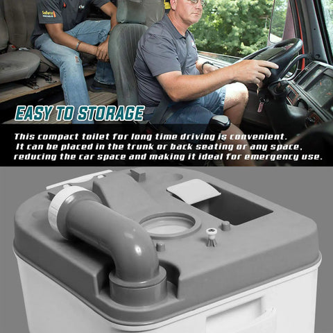 Portable Camping Toilet With Splash Free Flush Anti Leak Water Pump Large Capacity Waste Tank in vehicle storage