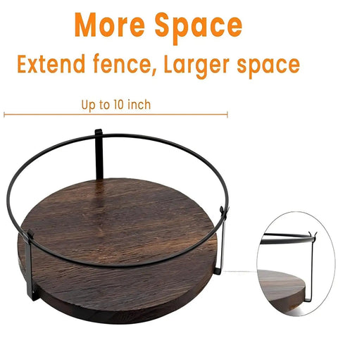 Sweetly Spinning 10 Inch Lazy Susan Turntable Organizer For Kitchen Counters Cabinets And Pantries, showing wood base and metal ring.