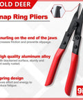 Angle Tip Lock Ring Pliers For Snap Rings And Retaining Rings, Flat Nose Circlip Pliers With Knurling Tips, red handles