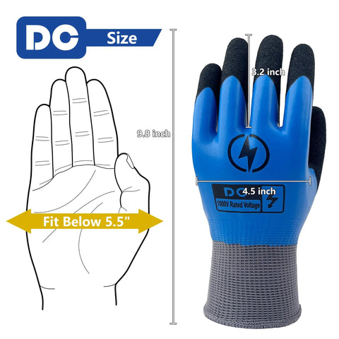 Insulated Electrician Gloves 1000V ASTM D120 Certified High Voltage Work Gloves Non Slip Rubber Palms Flame Retardant Shock Protection