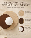 Travertine Wall Sconce Hardwired Glass Globe Wood Modern Japandi Wabi Sabi; round travertine and wood design with globe shade.