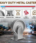 Heavy Duty 4 Inch Cast Iron Caster Wheels Rigid Plate Mount 12 Pack Tough As Nails Industrial Cart Replacement Parts Built Like A Tank For Garage Workshop Applications with 400lbs weight capacity.