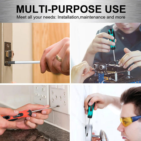 Magnetic Screwdriver Set 5 Piece Slotted And Phillips With Ergonomic Non Slip Handles Permanent Magnetic Tips in use