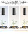 Sleek 4 Inch Led Pendant Lights, 25W Cylinder Hanging Fixtures With Dip Switch, Modern Eye Care Indoor Ceiling Lamps For Kitchen Island Flex Zone Or Home Office Setup In Matte Black 2 Pack showing color temperature options.