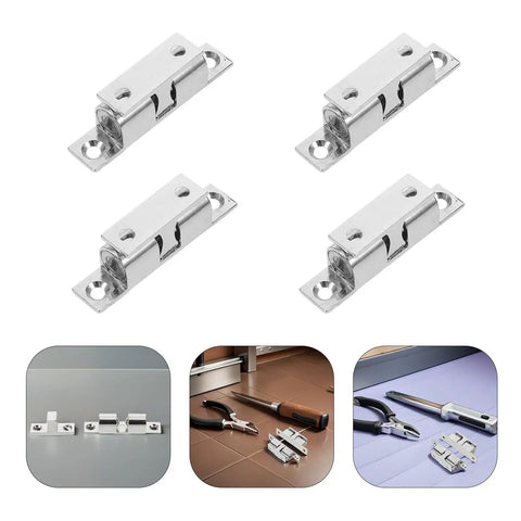 Stainless Steel Door Catch Latches Set, 4 Pack For Cabinets, Boats, And RVs, Ball Tension Roller Latch With Noise Reduction shown