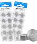 No Fuss No Muss Heavy Duty Performance Lr44 Ag13 Batteries 20 Pack Snappy 1.5 Volt Alkaline Button Cells With Double Corrosion Shield For Toys And Tech Gadgets in two packs with one battery loose.