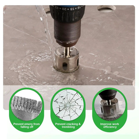 Hilitand Versatile 16 Piece Hole Saw Kit For Drilling Wet Or Dry Holes In Ceramic Tile Glass Marble Granite With Double Suction Cup Guide For Precise Work drilling wet granite tile with water