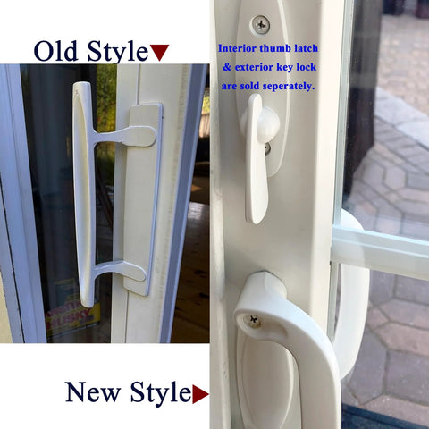 Patio Door Dummy Pull Handles Compatible With Tribeca Style OEM 2562033 2573602 2573604 white diecast installed view