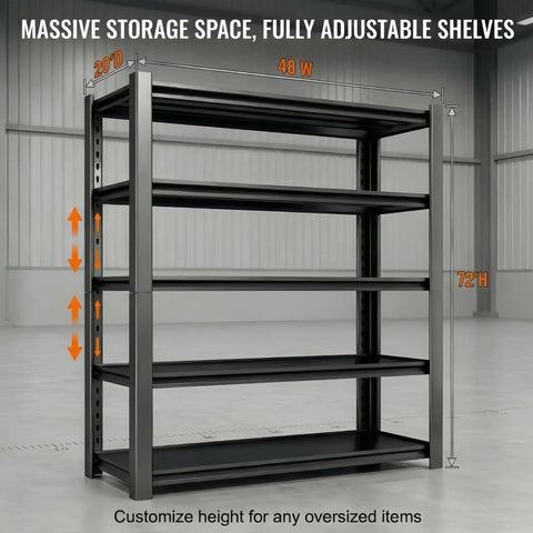 Heavy Duty Boltless Steel Garage Shelving Unit With 3500 Lb Capacity, 48 W by 20 D by 74 H Open Design Storage Rack