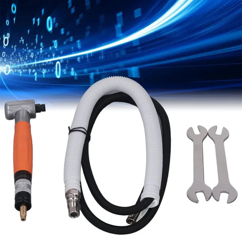 Pneumatic Pencil Die Grinder With 90 Degree Right Angle Head Delivering Butter Smooth Rotation And Nails Every Detail Accuracy For Grinding Polishing Dual Bearing Heavy Duty Air Tool For Tight Squeezes with hose and wrenches.