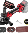 Built Tough As Nails Cordless Angle Grinder Featuring A Brushless Motor And Ten Thousand Rpm Speed On Four Point Five Inch Platform with accessories.