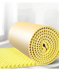 Professional Polyurethane Self Adhesive Soundproofing Foam Rolls Five Meter Long Killer Acoustic Dampening Panels for Home Recording Studio Walls and Ceilings No Sweat Setup, rolled and laid out.