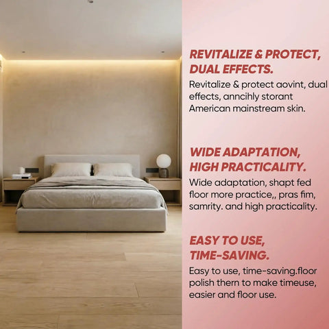 Bedroom with wooden floor featuring Two Pack Floor Restore Spray For Wood Tile Laminate Vinyl And Bamboo Floors Make Floors Pop Shine Renewal Polish Quick Dry Protective Finish Deep Clean Protective Layer For Dull Surfaces.