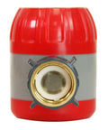Easy Dial Mechanical Water Timer For Lawn And Garden Watering Up To 120 Minutes Fits Standard Garden Hoses And Outdoor Faucets Debris Filter Manual Dial Large Readable Numbers Glove Friendly No Fuss Setup Red Gray, showing debris filter end in close-up.